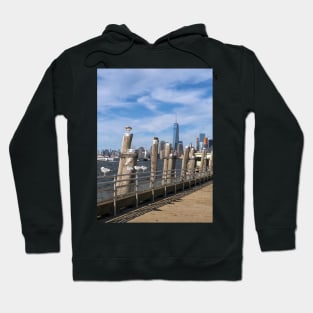 Seagulls Liberty Island Manhattan Skyline New York City Hoodie